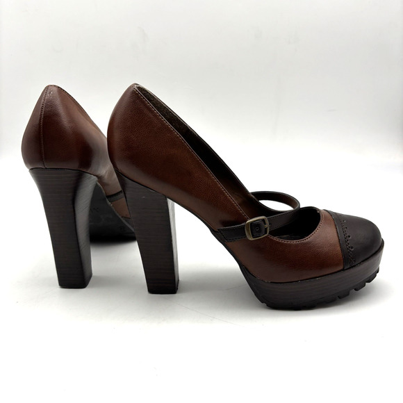 Vintage MIA 'Hawthorne' Two Tone Faux Leather Chunky Heel Mary Jane Pumps 8.5M - Picture 10 of 16